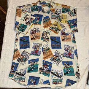 Vintage 1993 Looney Tunes ACME Clothing Button Up Shirt Medium Bugs, Daffy, Etc